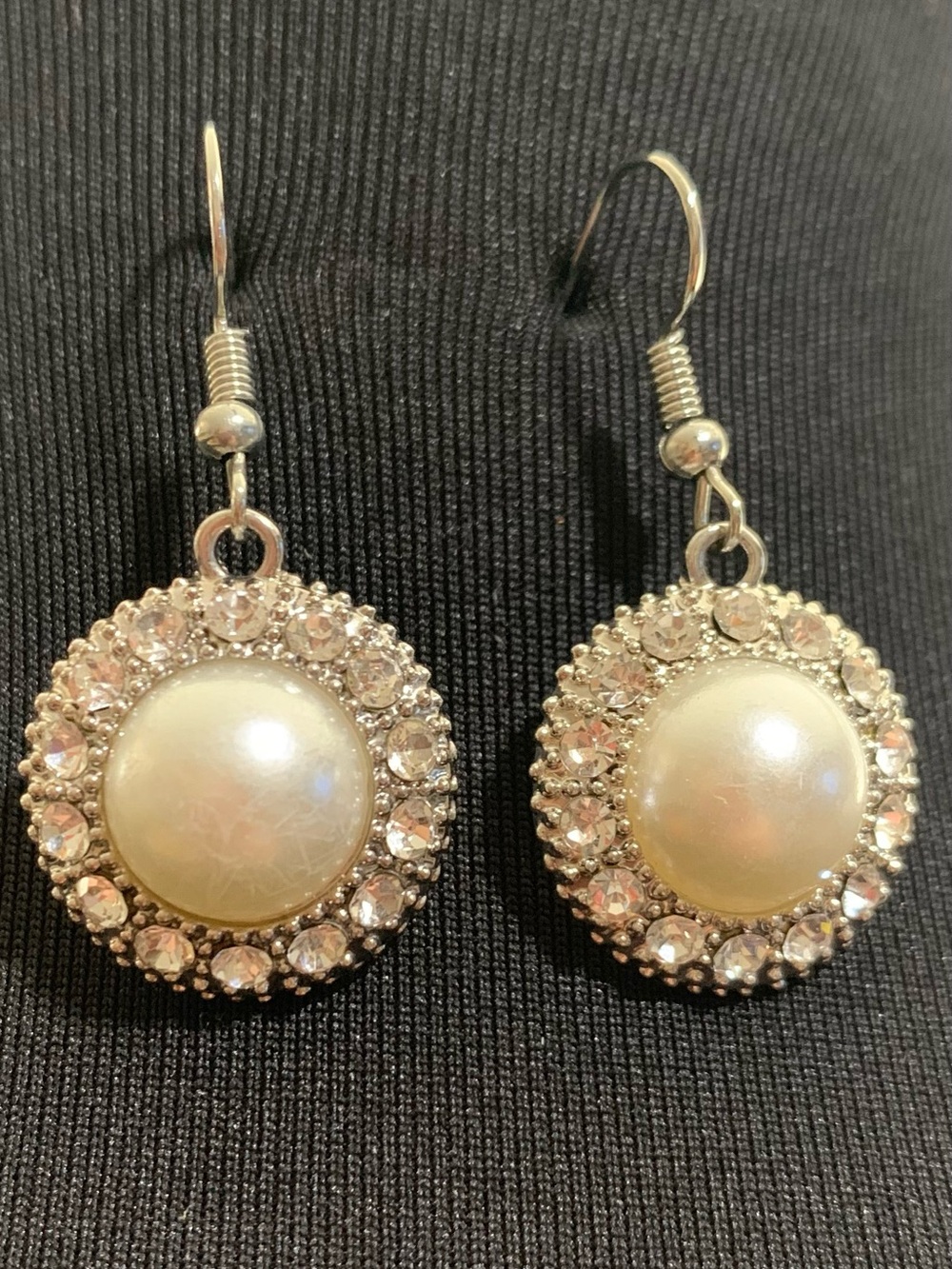 Classic Pearl & Crystal Drop Earrings - White